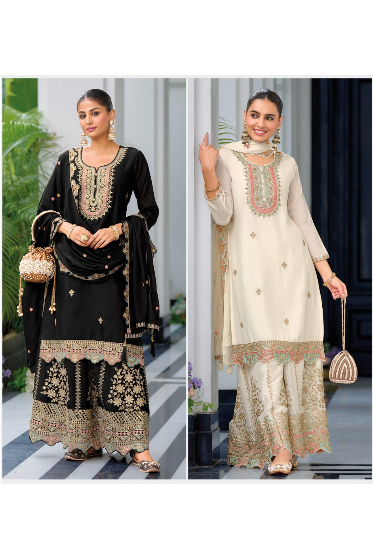 Safroon B&W Kurta Set