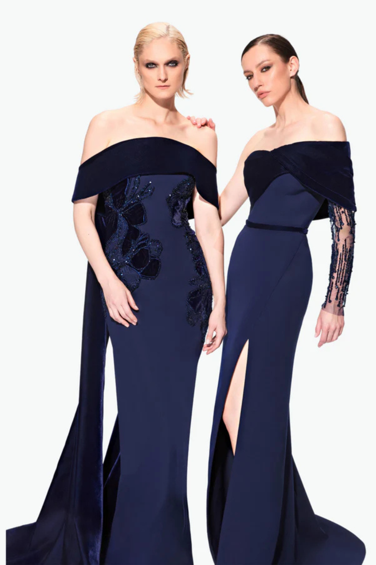 Beaded Flowers Off Shoulder Dress