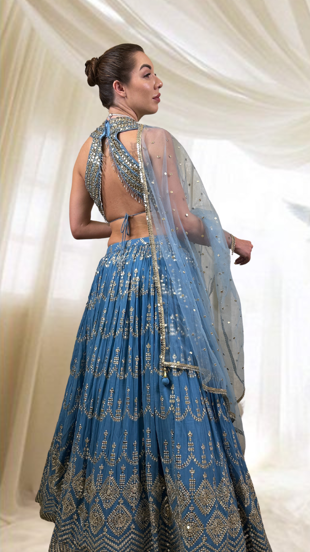 Blue Embroidered Lehenga Set