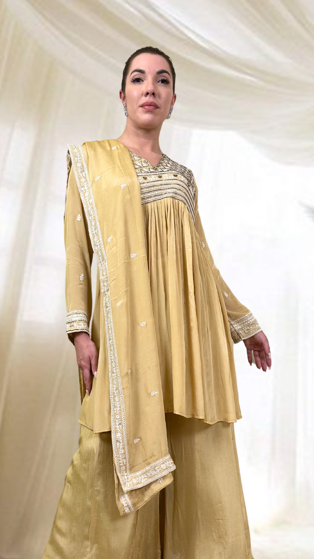 Pastel Yellow Sharara Set