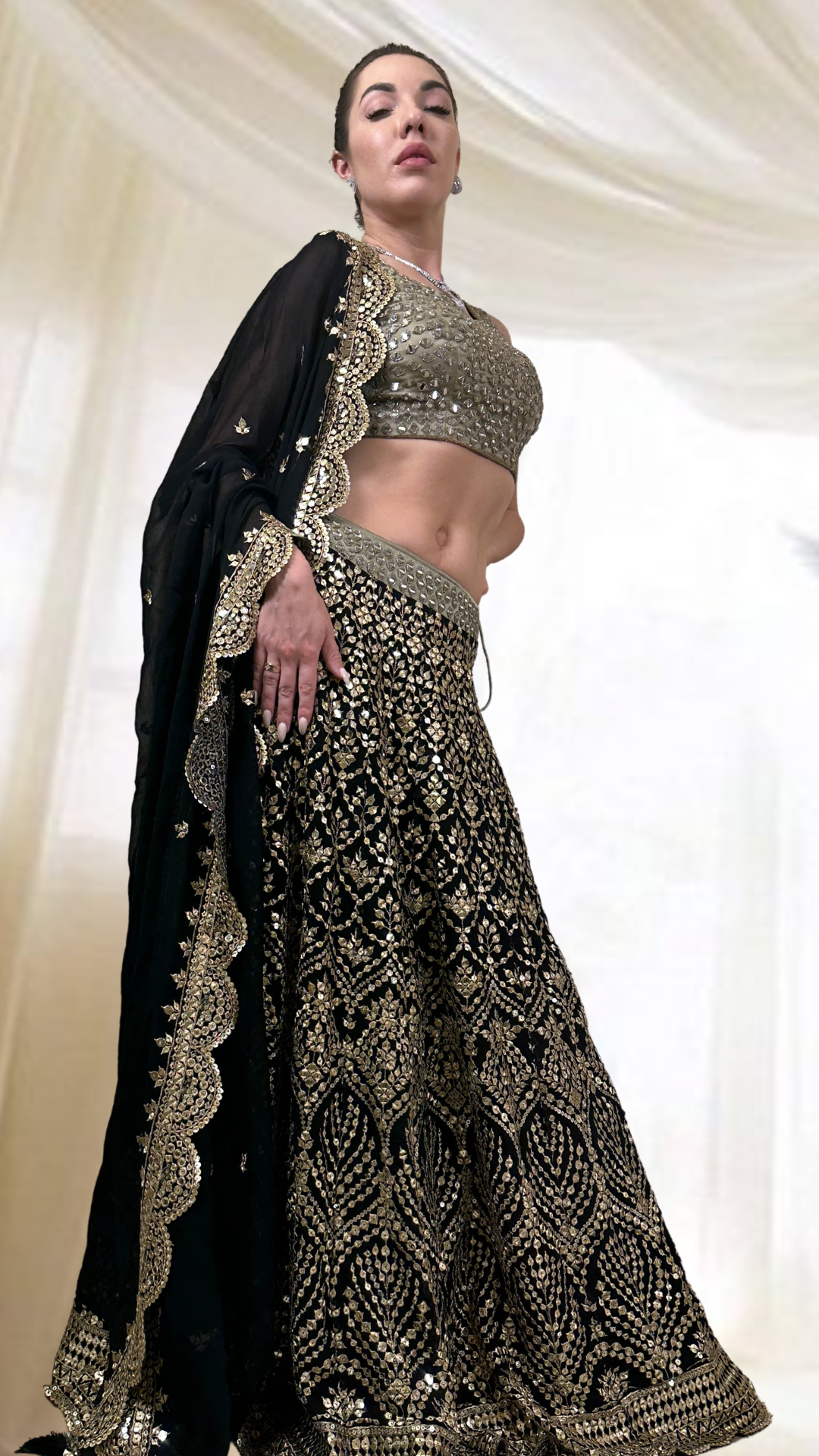 Black & Gold Lehenga Set