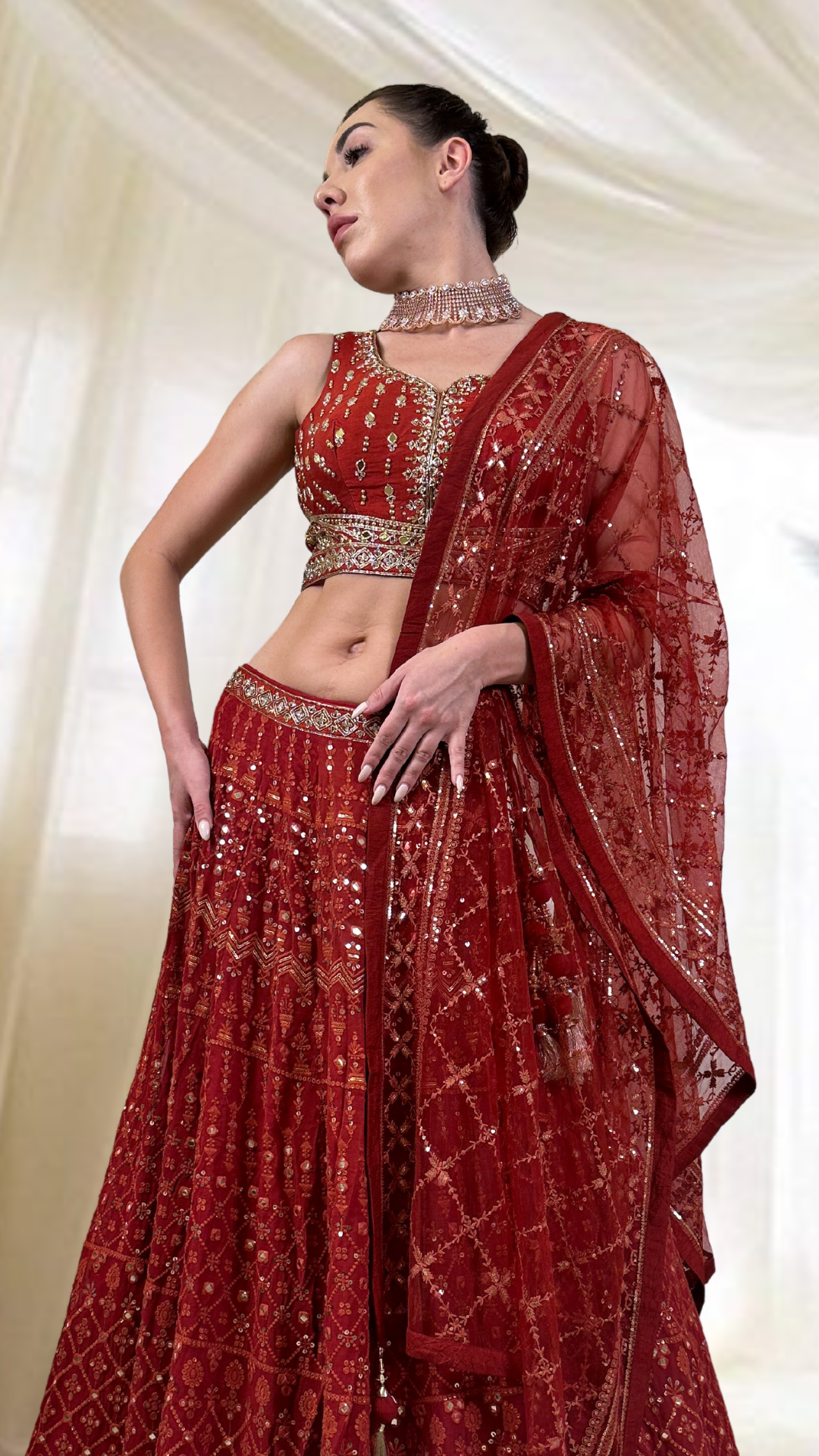 Rusty Orange Lehengas Set
