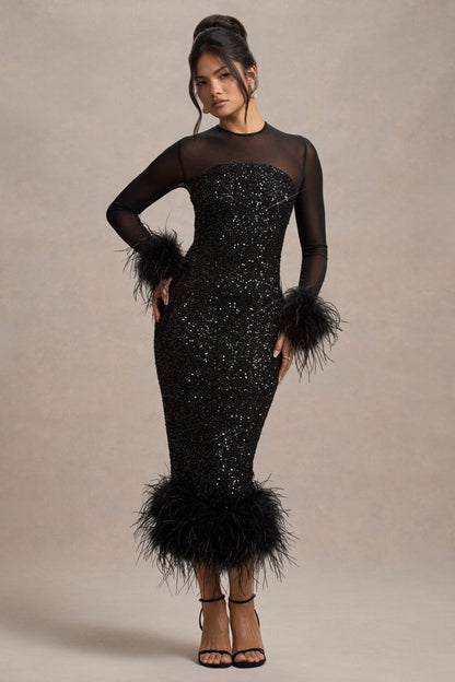 Afterglow Feather Trims Dress
