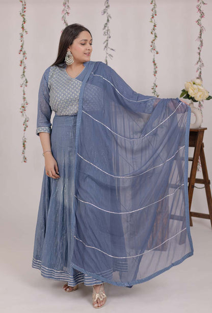 Lurex Cotton Kurta with Dupatta