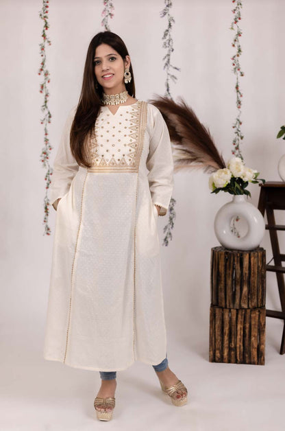 Ivory Embroidered Kurta