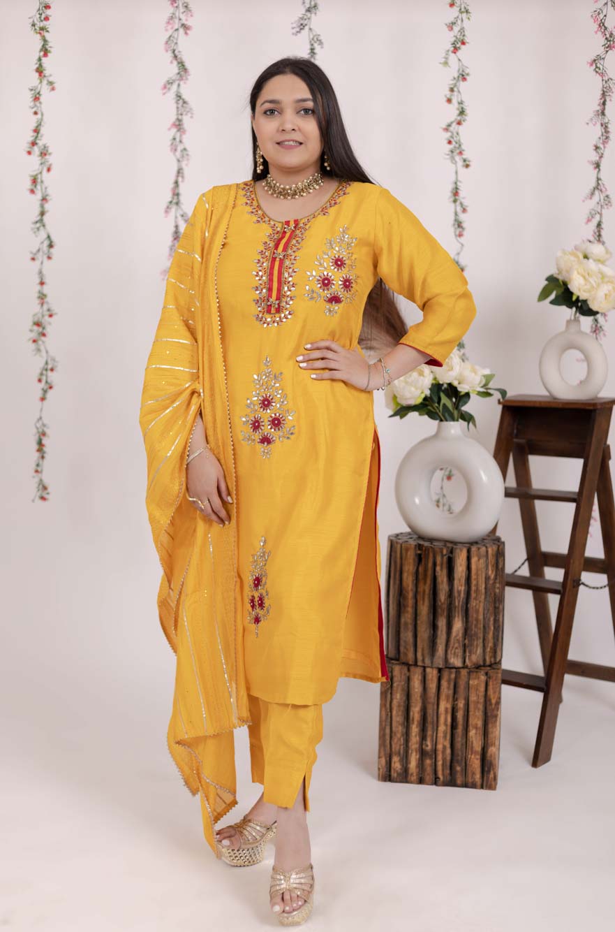 Yellow Silk Suit