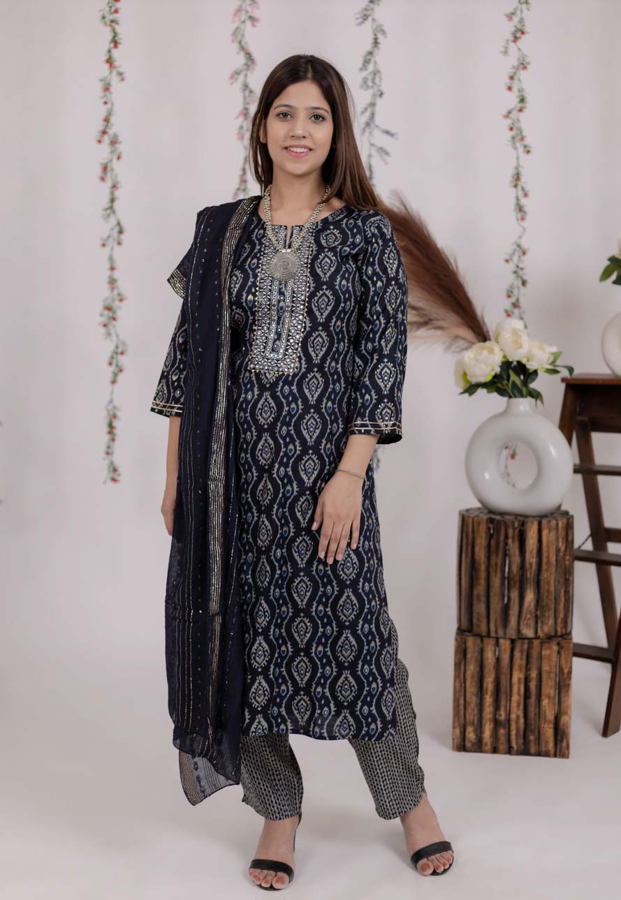 Cotton Navy Blue Set