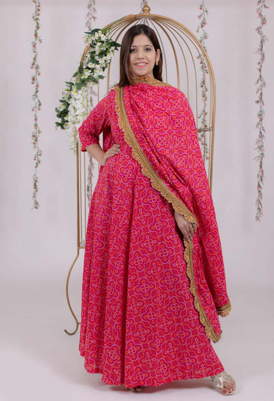 Bandhani Kurti With Dupatta