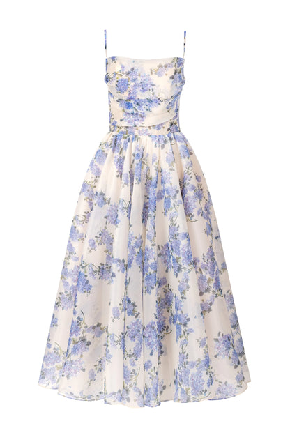 Tender Floral Spaghetti Strap Midi Dress