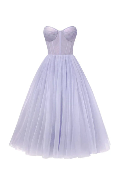 Lavender Strapless Puffy Dress