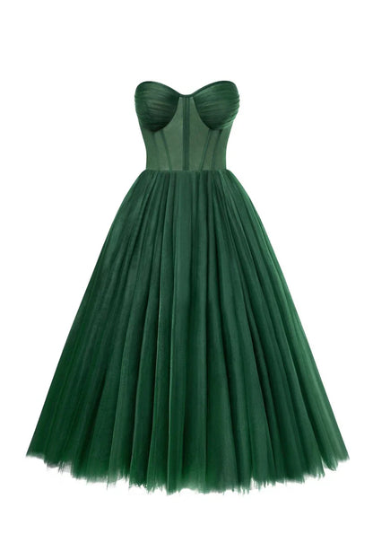 Emerald Green Strapless Puffy Dress