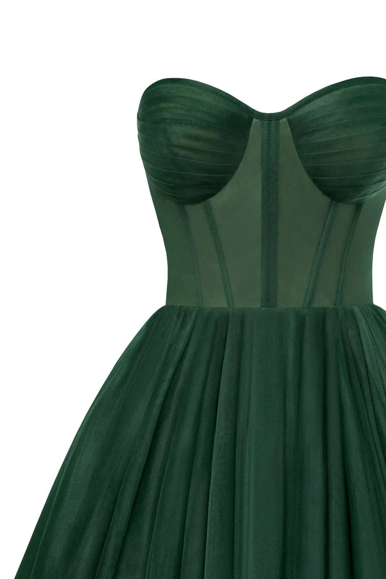 Emerald Green Strapless Puffy Dress