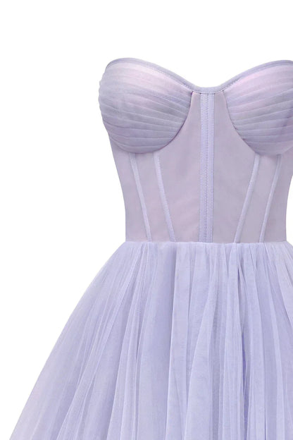 Lavender Strapless Puffy Dress