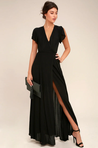 Black Wrap Maxi Dress