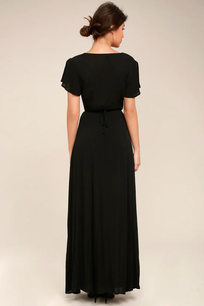 Black Wrap Maxi Dress