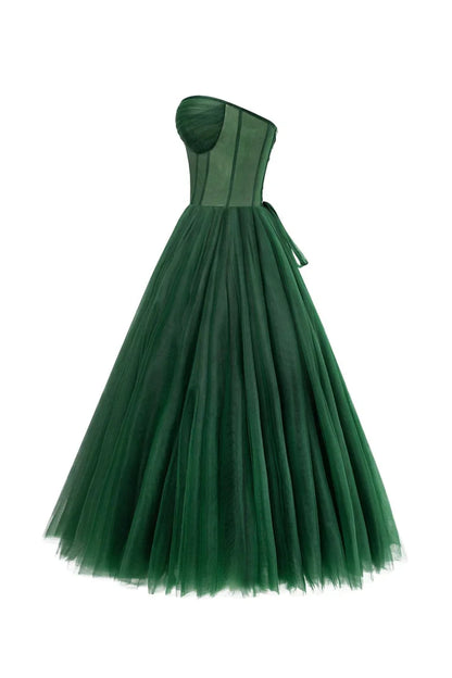 Emerald Green Strapless Puffy Dress