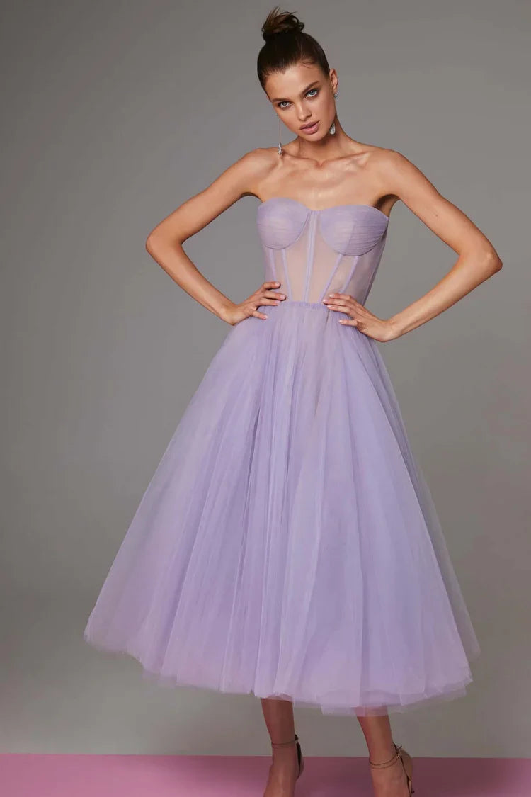 Lavender Strapless Puffy Dress