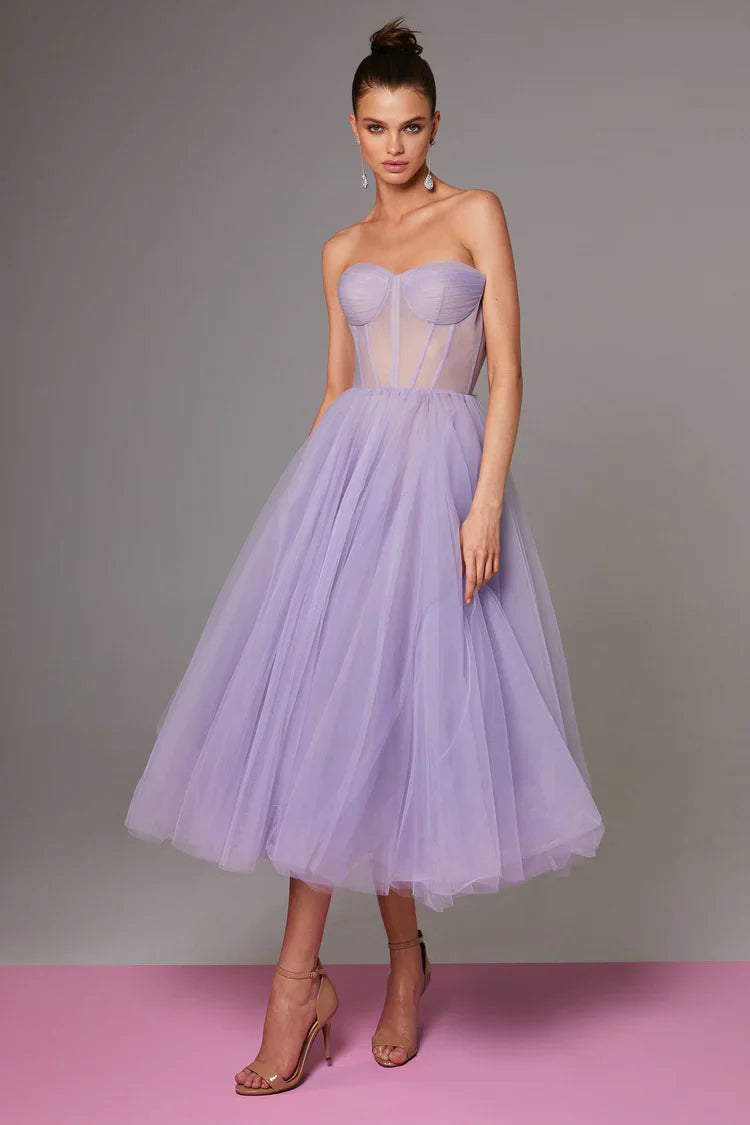 Lavender Strapless Puffy Dress