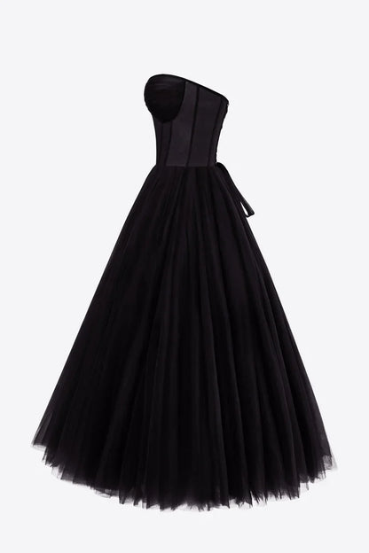 Black Strapless Puffy Dress