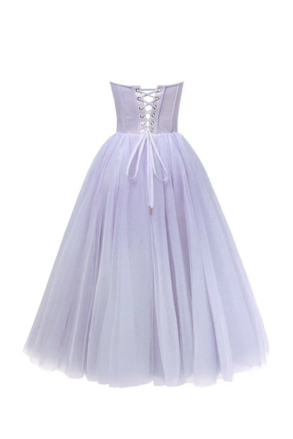 Lavender Strapless Puffy Dress