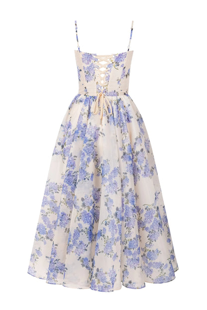 Tender Floral Spaghetti Strap Midi Dress