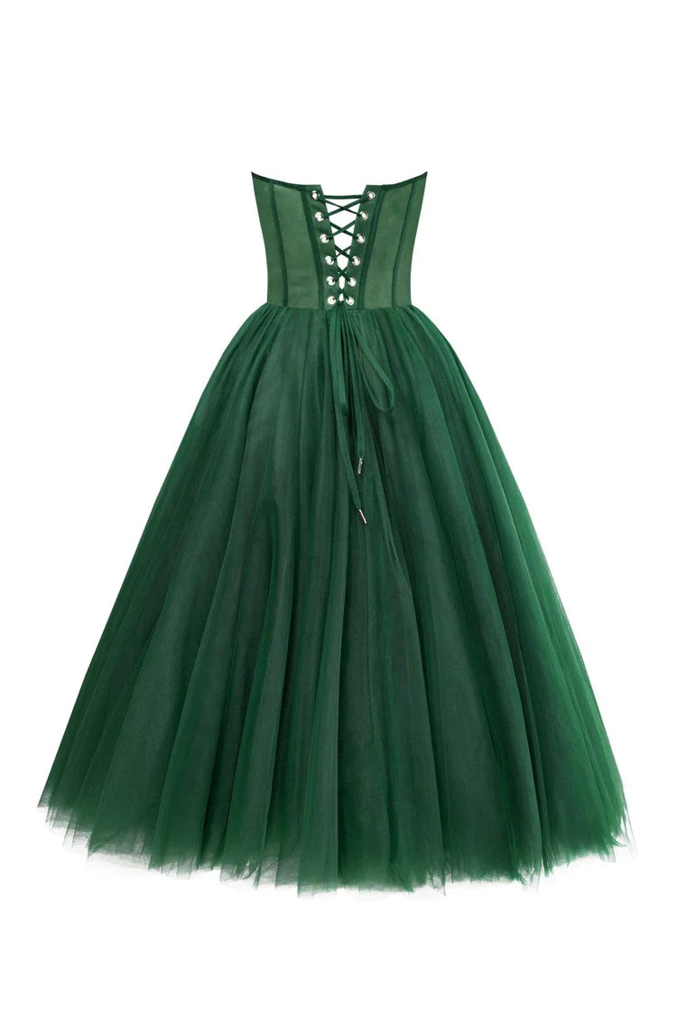 Emerald Green Strapless Puffy Dress