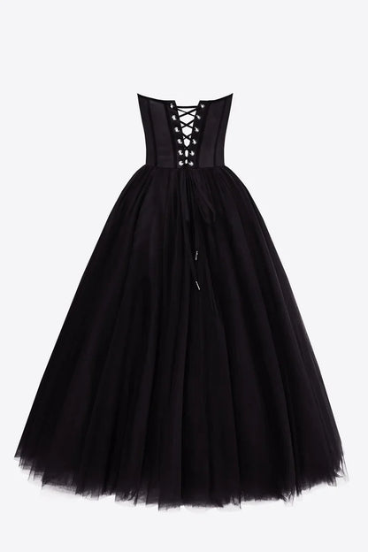 Black Strapless Puffy Dress