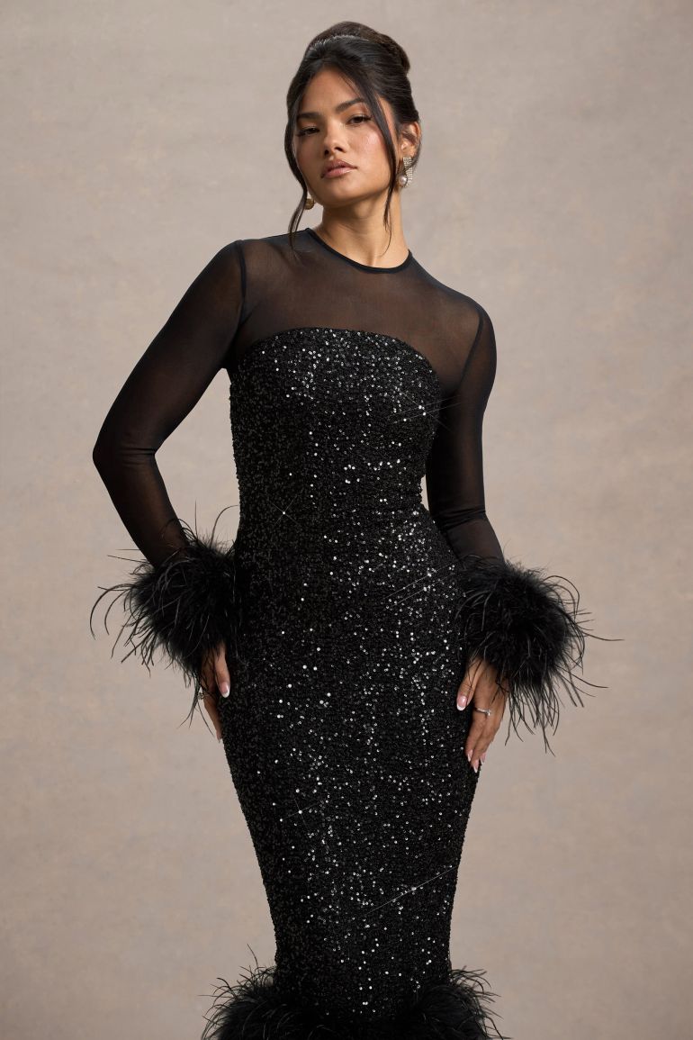 Afterglow Feather Trims Dress