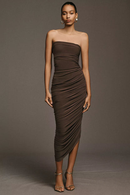 Diana Strapless Ruched Midi Dress