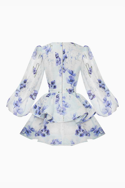 Blue Blossom V-neck Dress