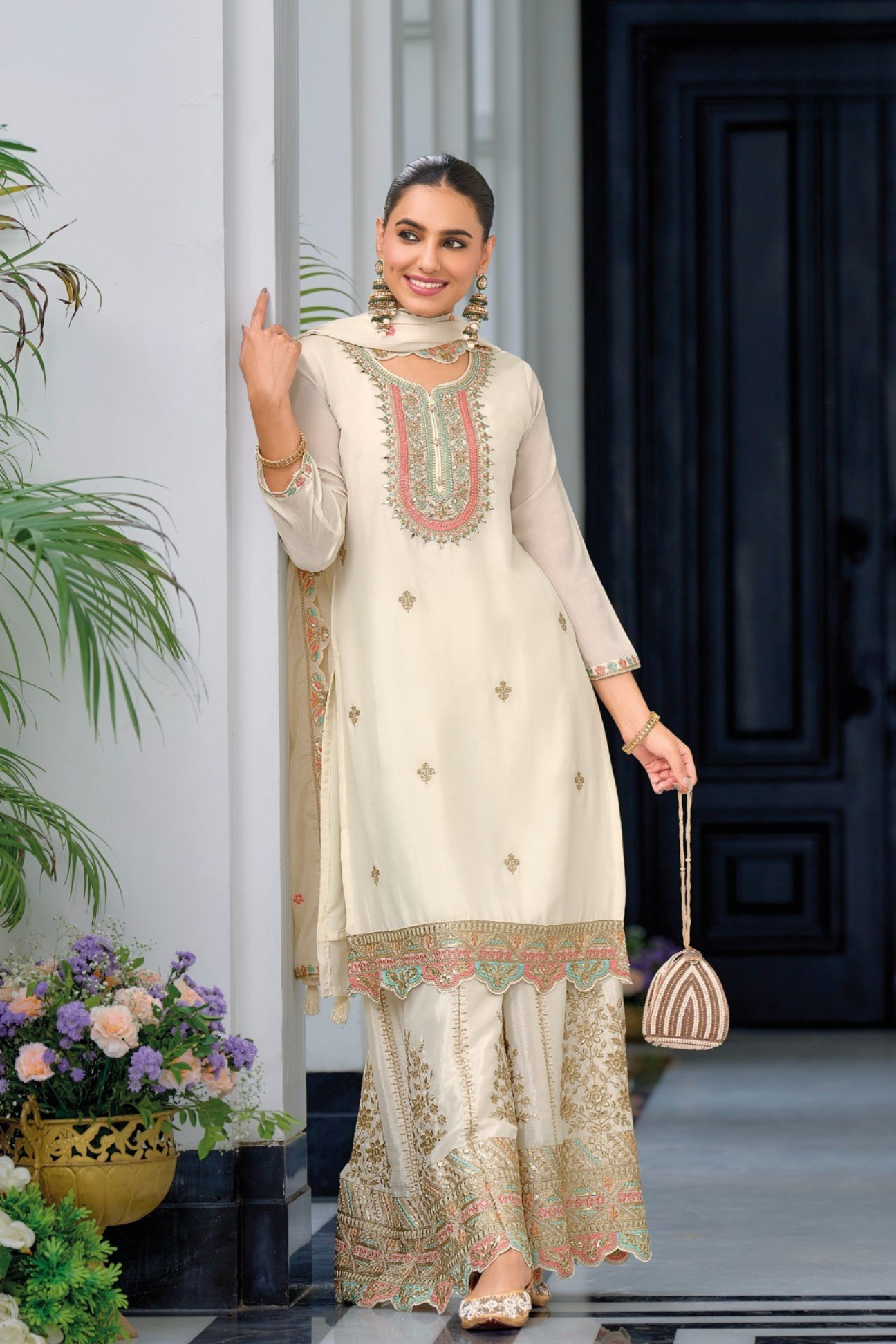 Safroon B&W Kurta Set