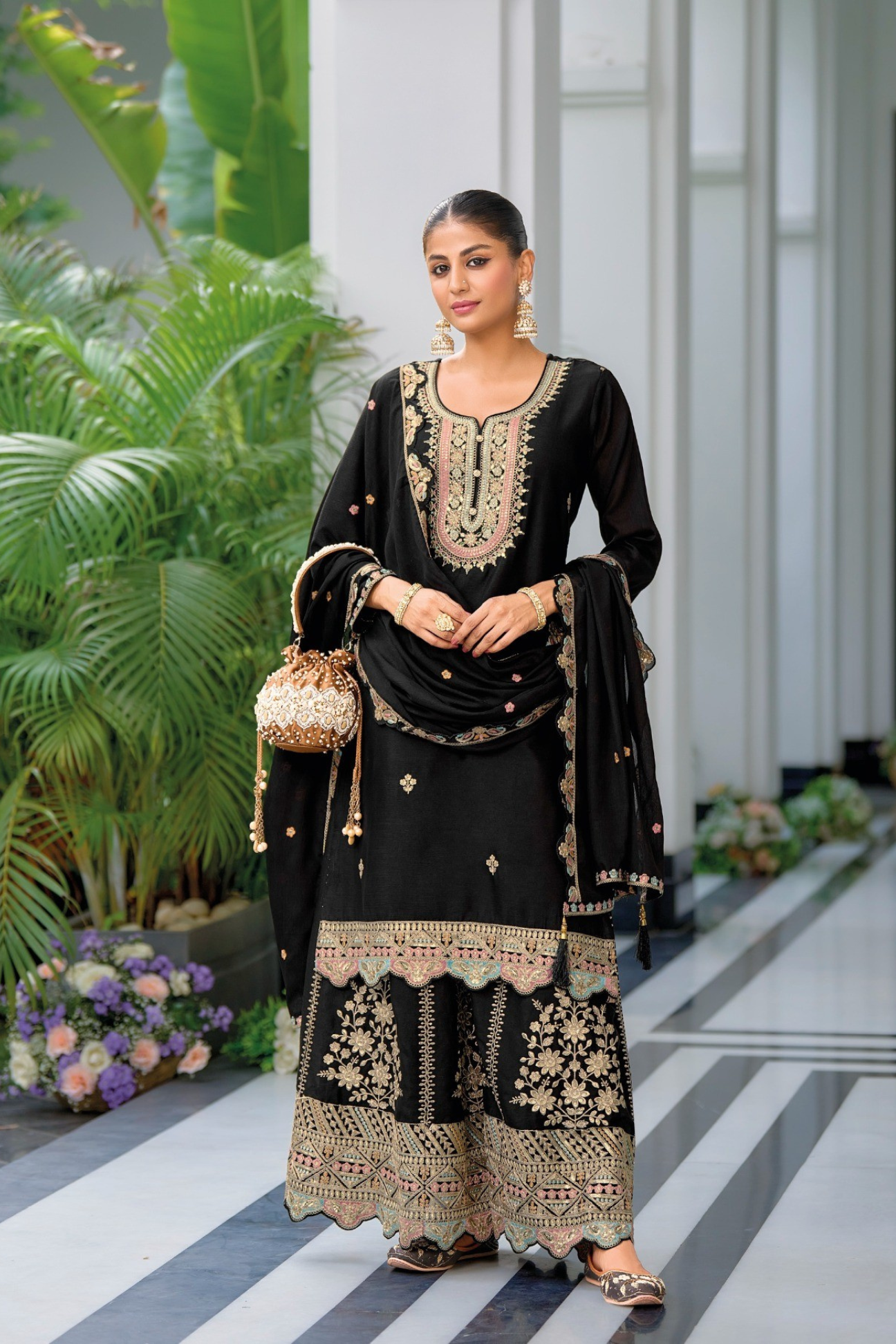 Safroon B&W Kurta Set