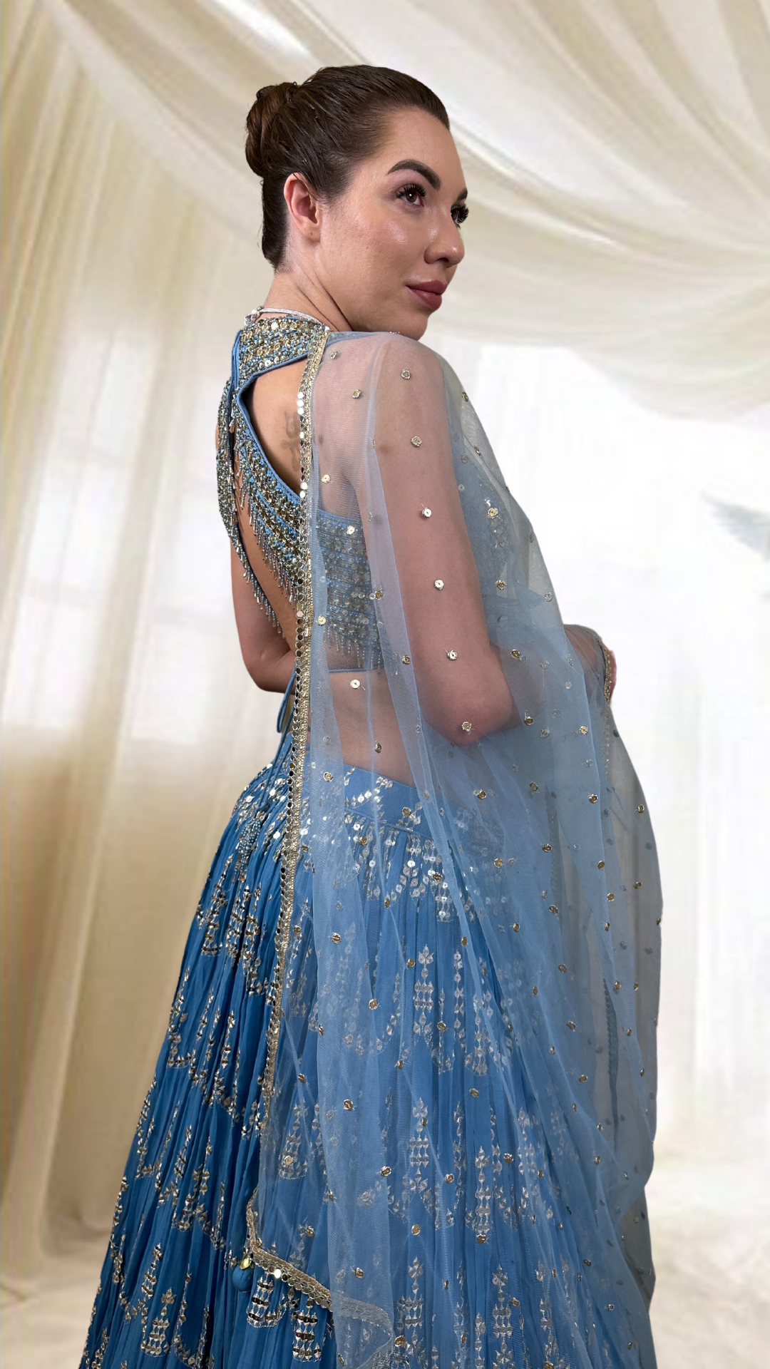 Blue Embroidered Lehenga Set