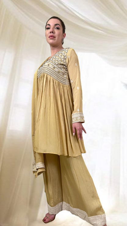 Pastel Yellow Sharara Set