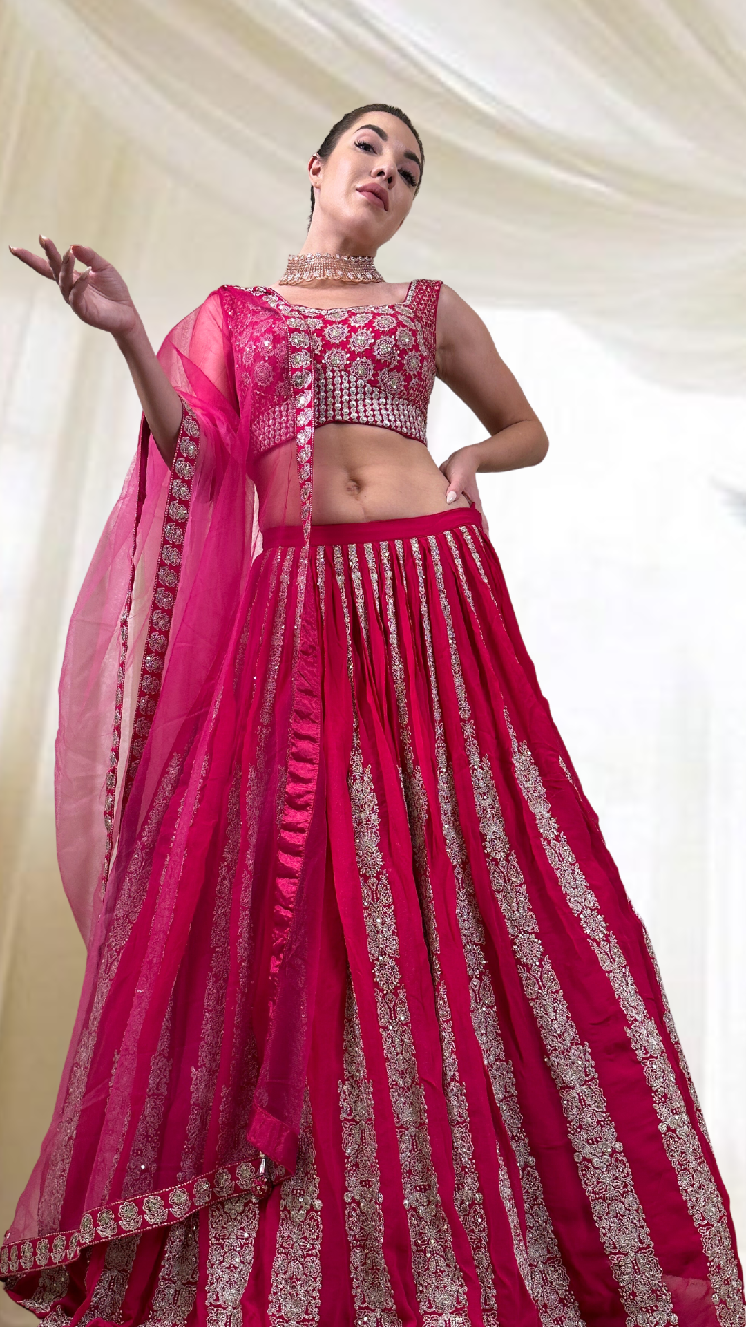 Magenta Flared Lehenga