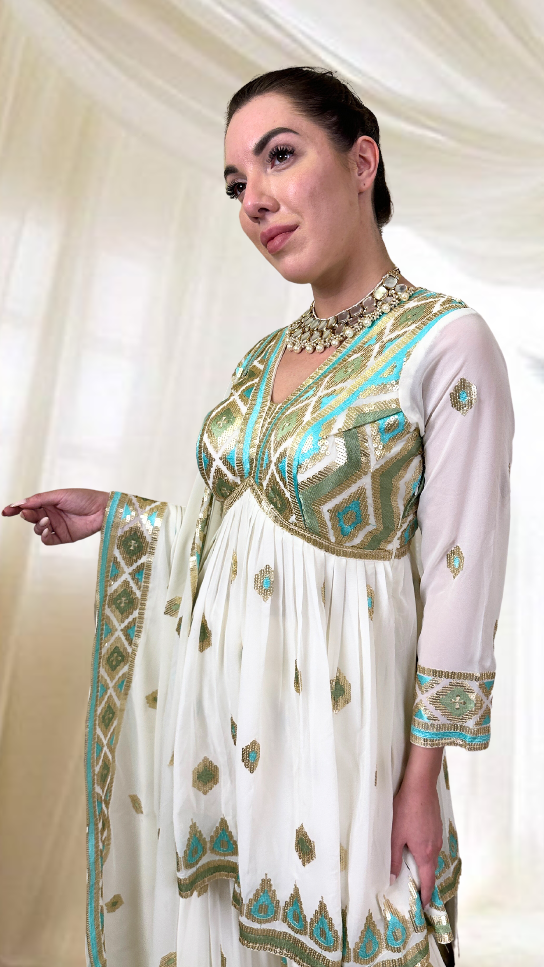White Gharara Set