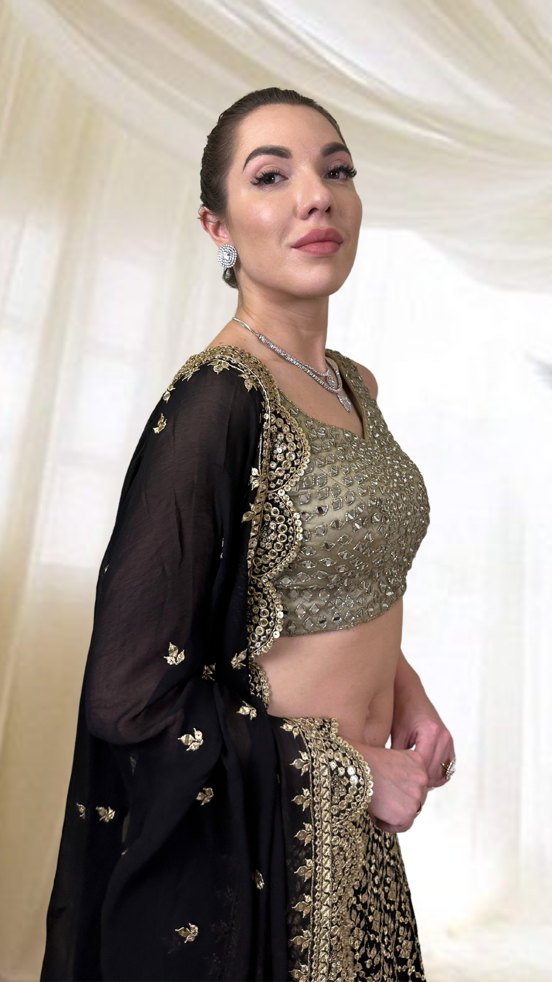 Black & Gold Lehenga Set