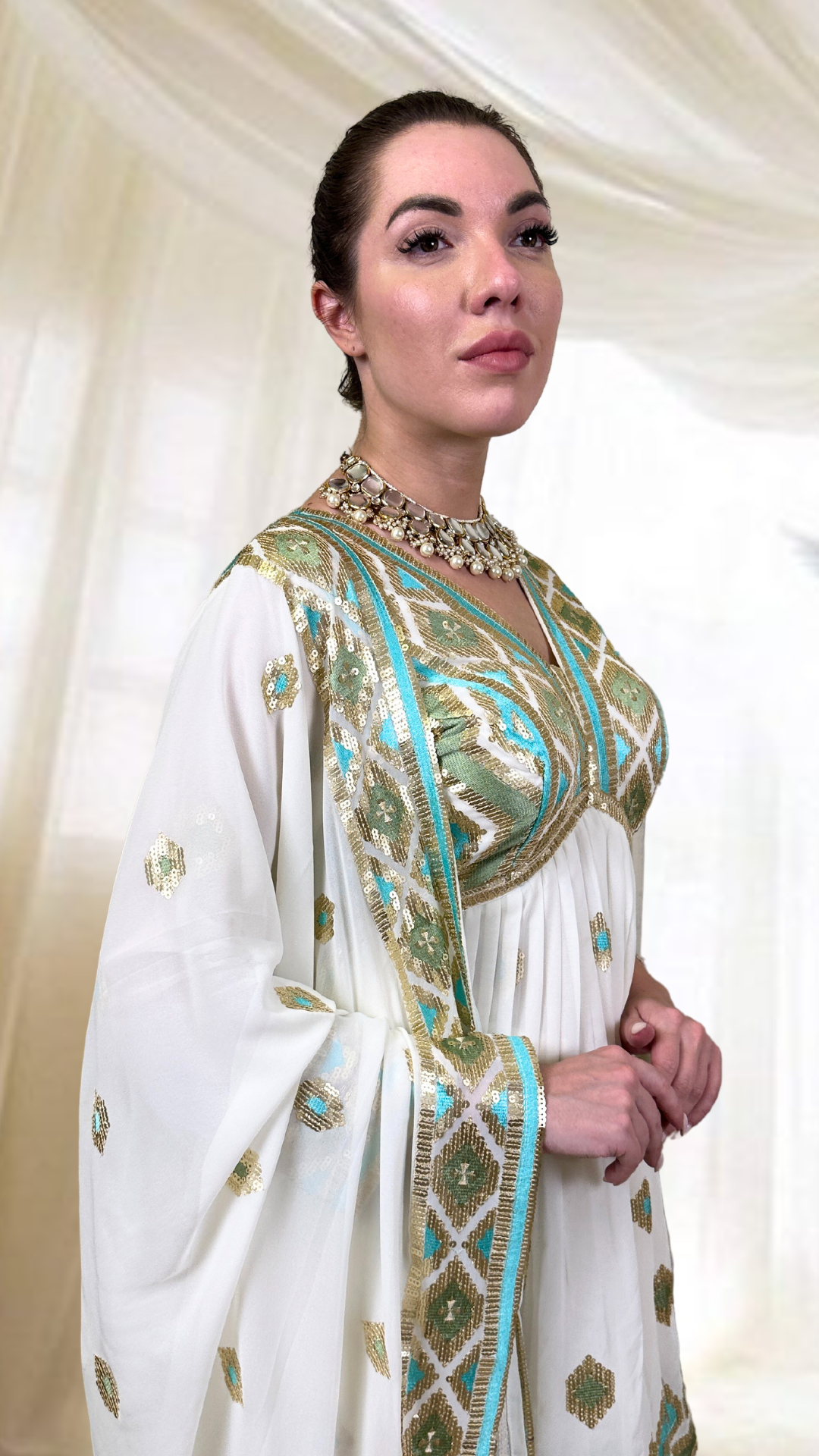 White Gharara Set