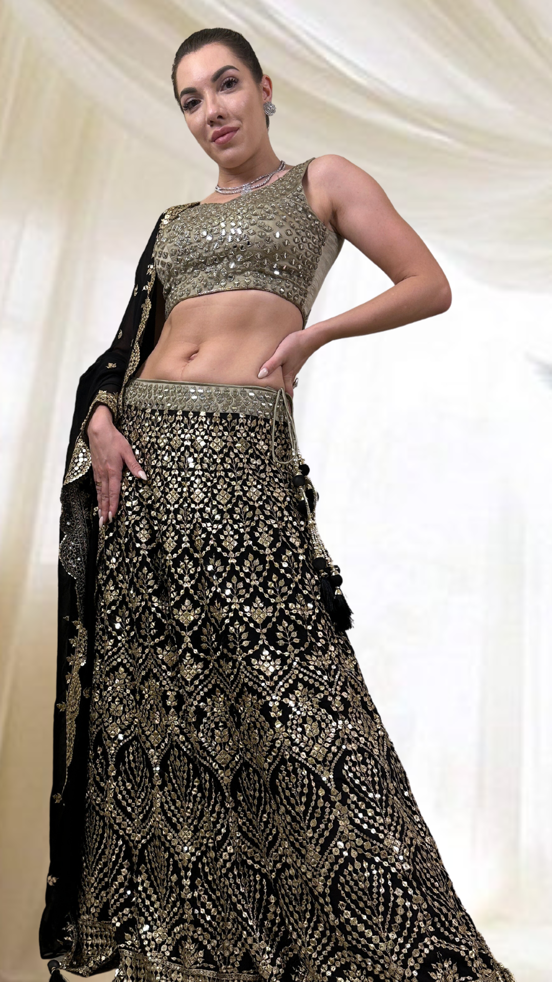 Black & Gold Lehenga Set