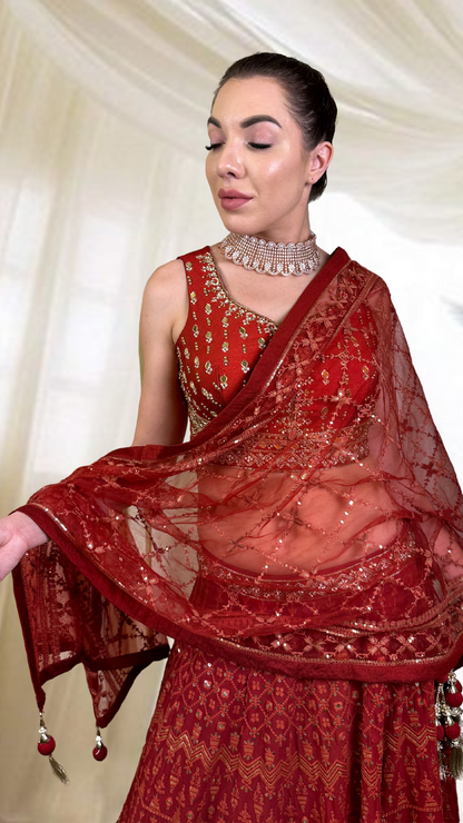 Rusty Orange Lehengas Set