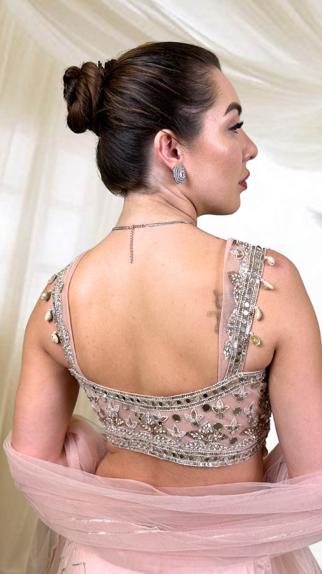 Peach Tulle Lehenga Set