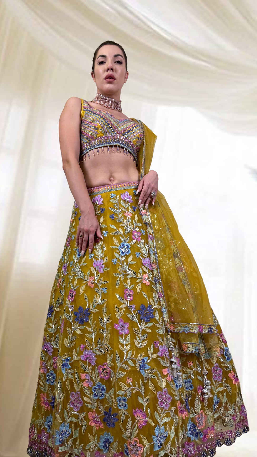 Yellow Embroidered Lehenga Set