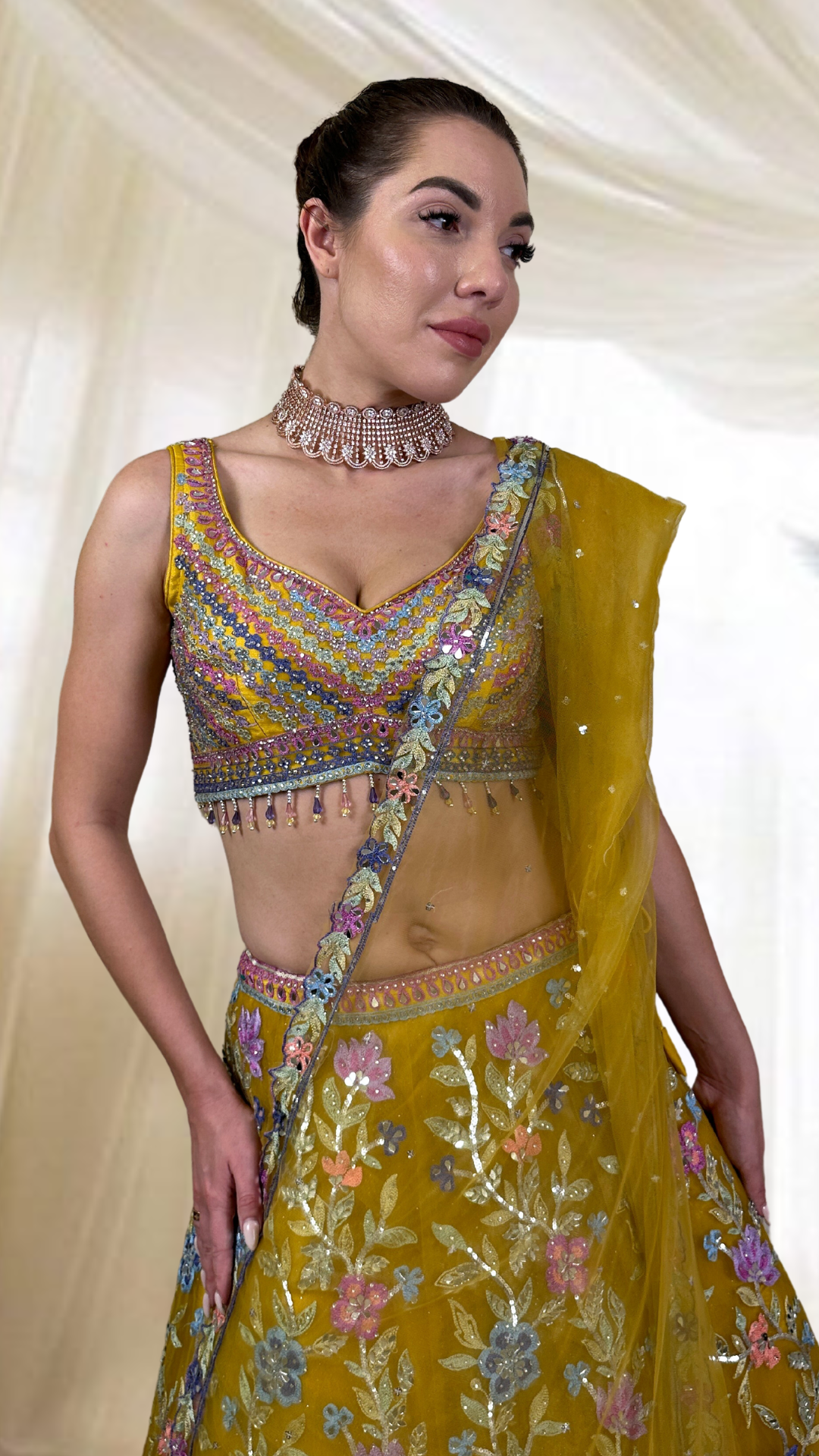 Yellow Embroidered Lehenga Set