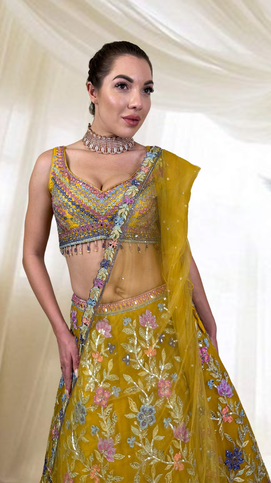 Yellow Embroidered Lehenga Set