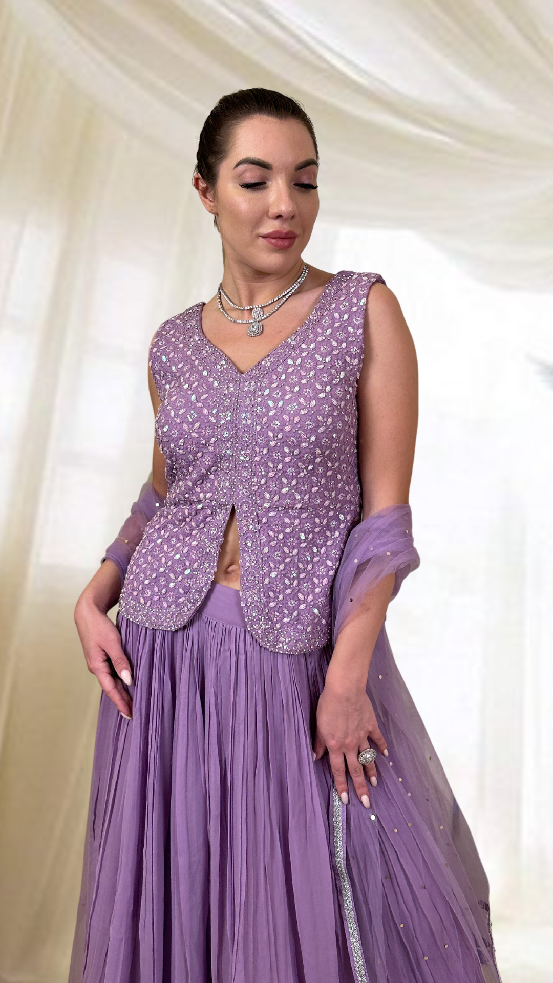 Purple Sharara Set