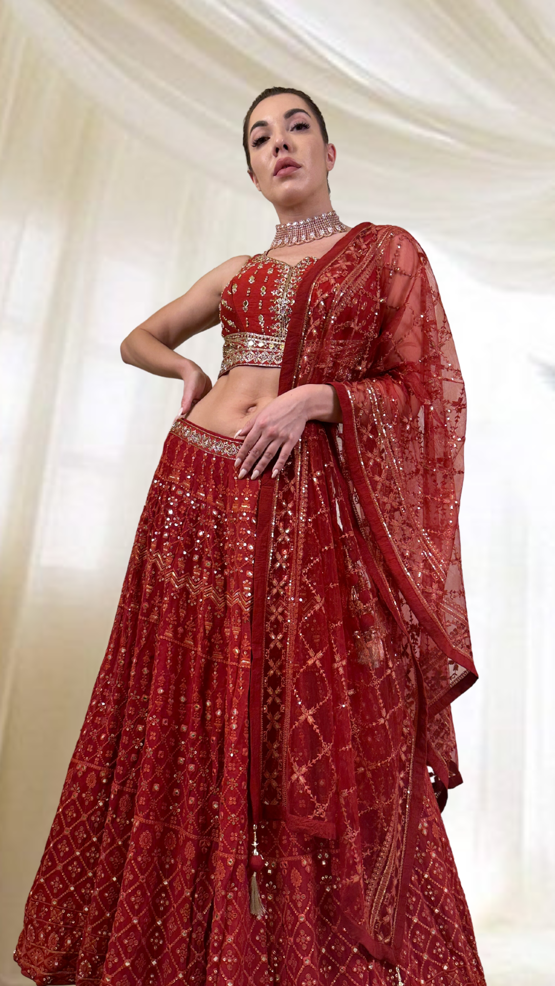 Rusty Orange Lehengas Set