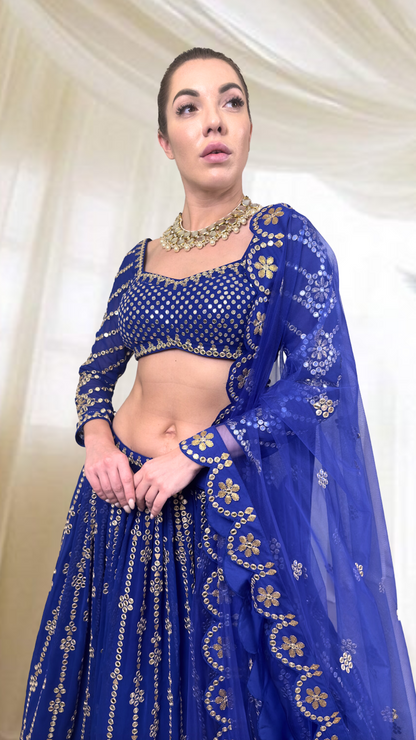 Royal Blue Flared Lehengas