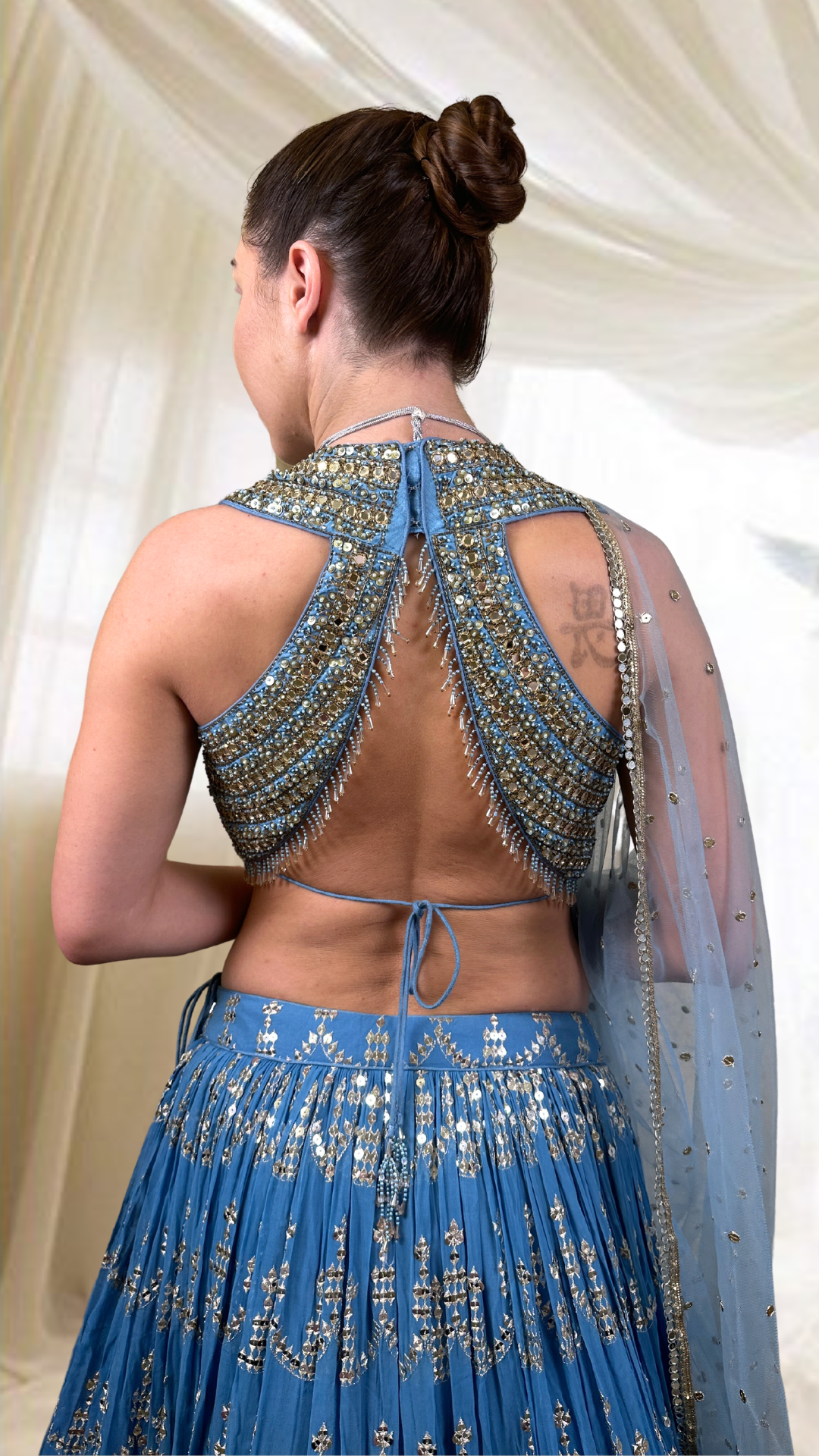 Blue Embroidered Lehenga Set