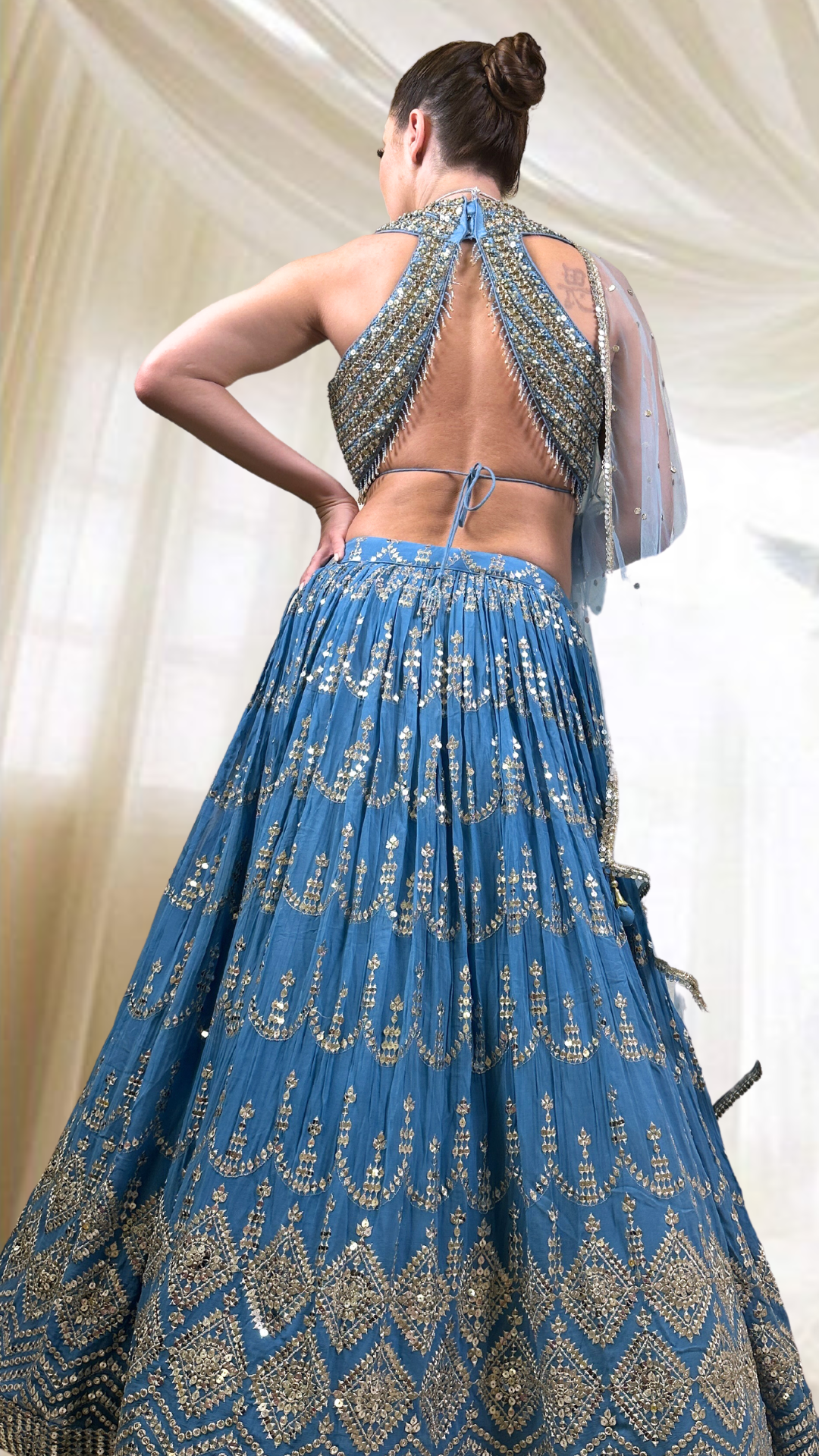 Blue Embroidered Lehenga Set