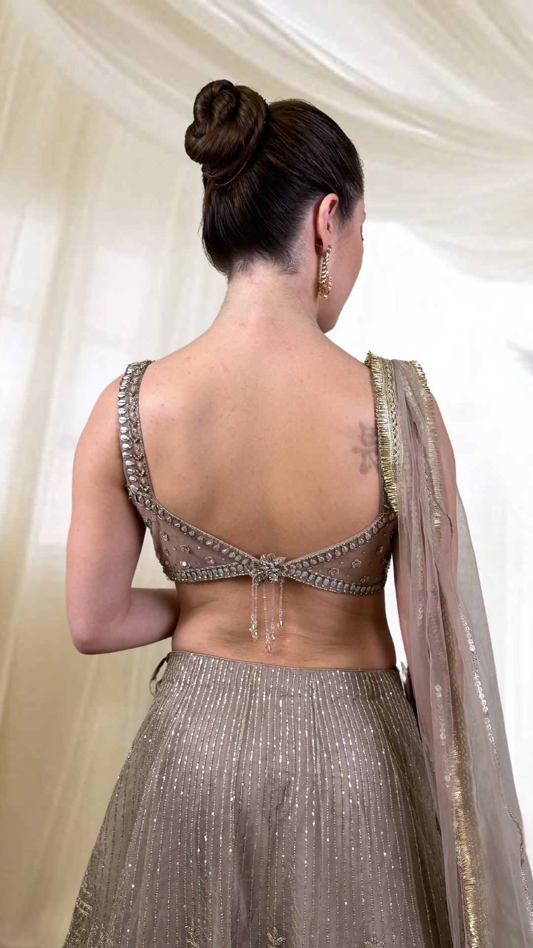 Light Brown Embroidered Lehenga Set